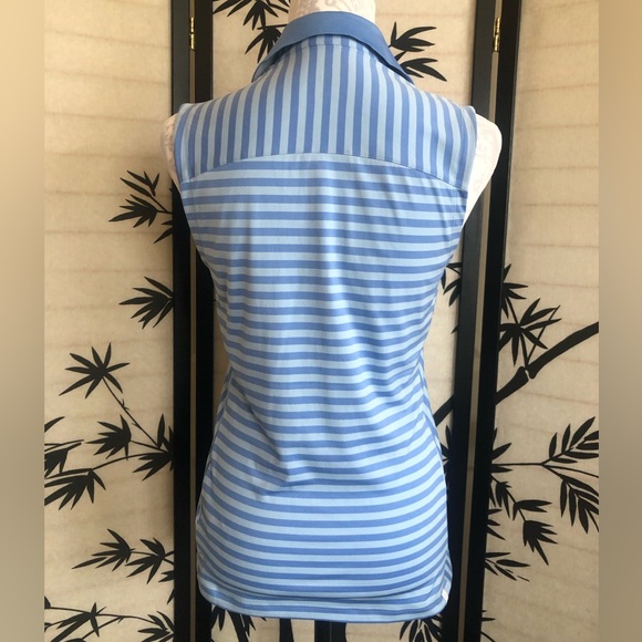 Puma Women’s Sleeveless Collar Golf Polo Top Size XS Light Blue Striped EUC - Picture 3 of 14